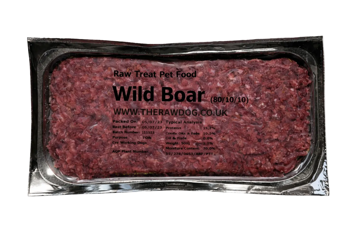 RAW TREAT WILD BOAR MINCE 80/10/10