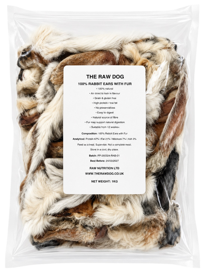 RABBIT EARS WITH FUR 1KG